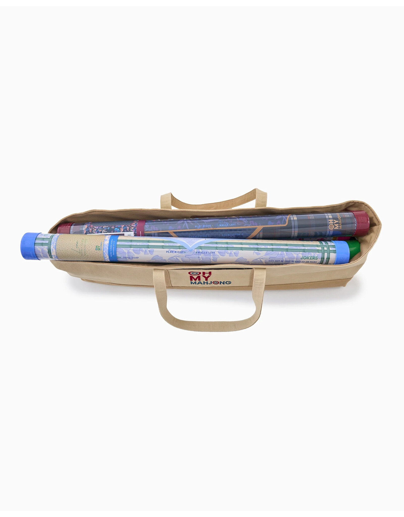 Oh My Mahjong Taupe Mat Canvas Storage Travel Bag Mahjong Tote Bag