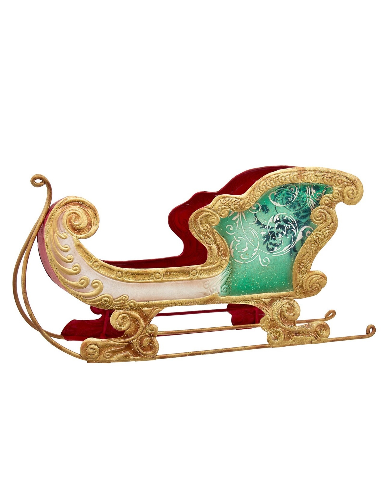 Kurt Adler Santa Sleigh Metal Sled Table Piece 15 inch