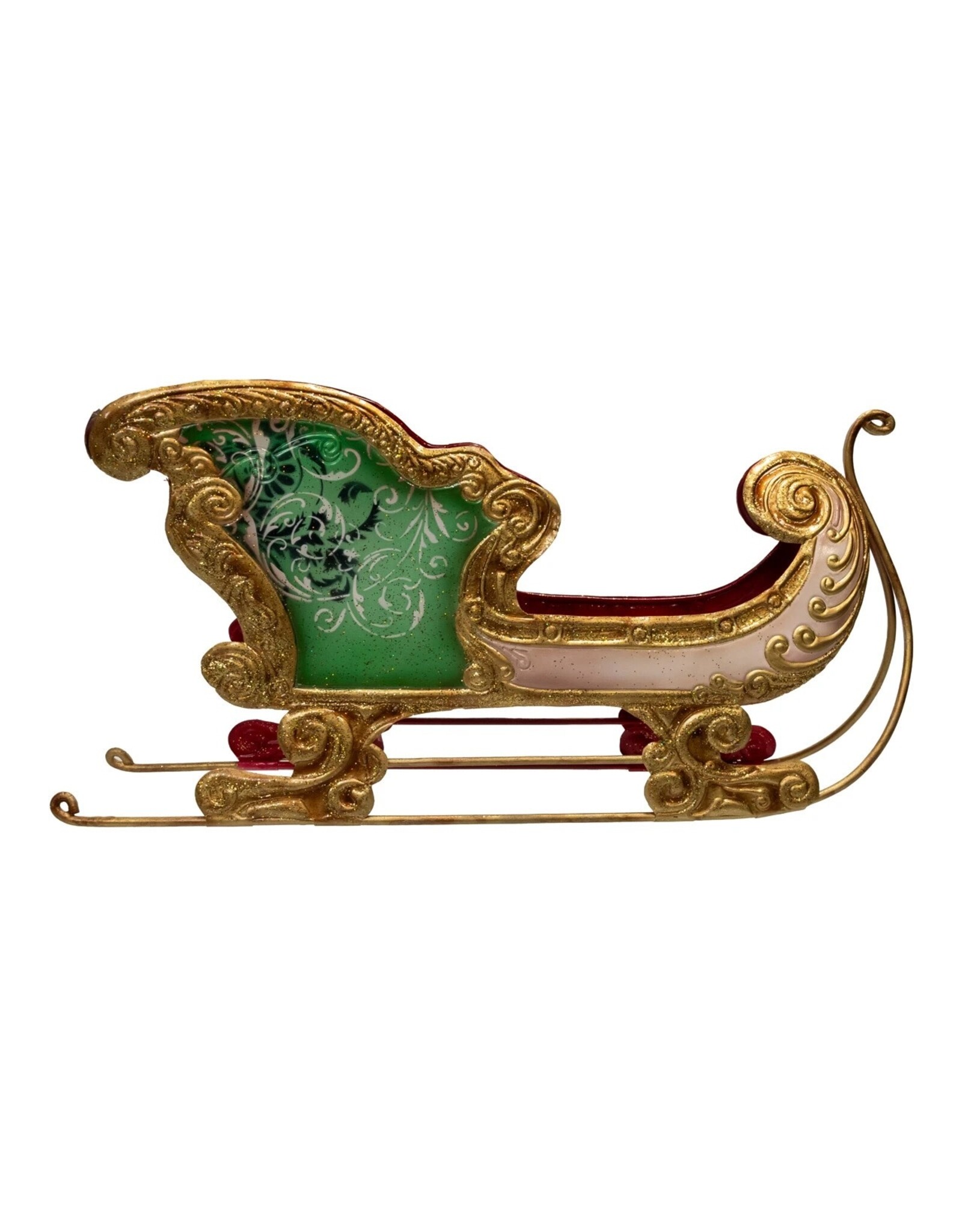 Kurt Adler Santa Sleigh Metal Sled Table Piece 15 inch