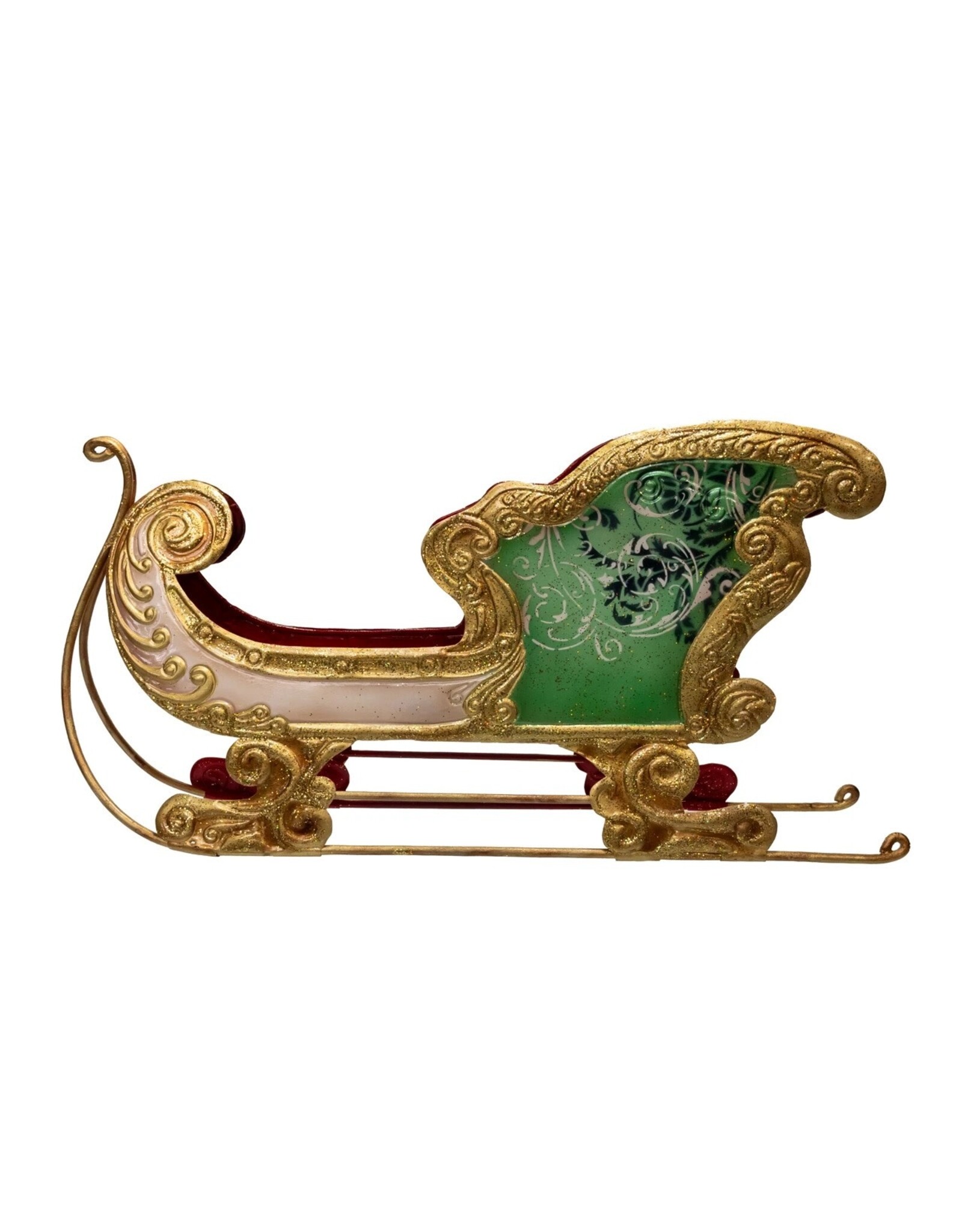 Kurt Adler Santa Sleigh Metal Sled Table Piece 15 inch