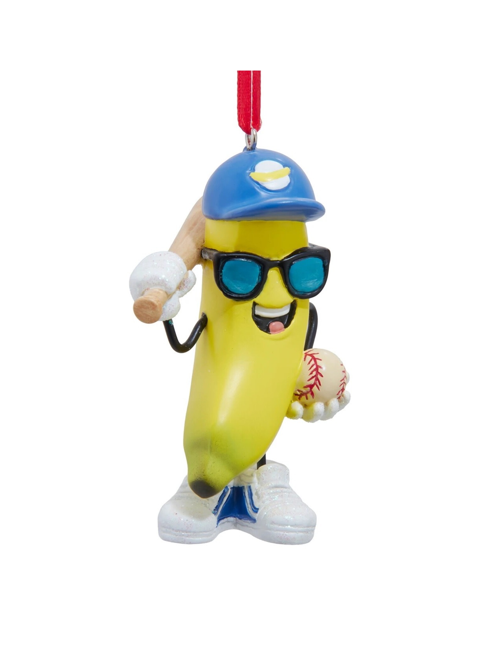 Kurt Adler Banana w Baseball Bat Christmas Ornament