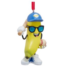Kurt Adler Banana w Baseball Bat Christmas Ornament