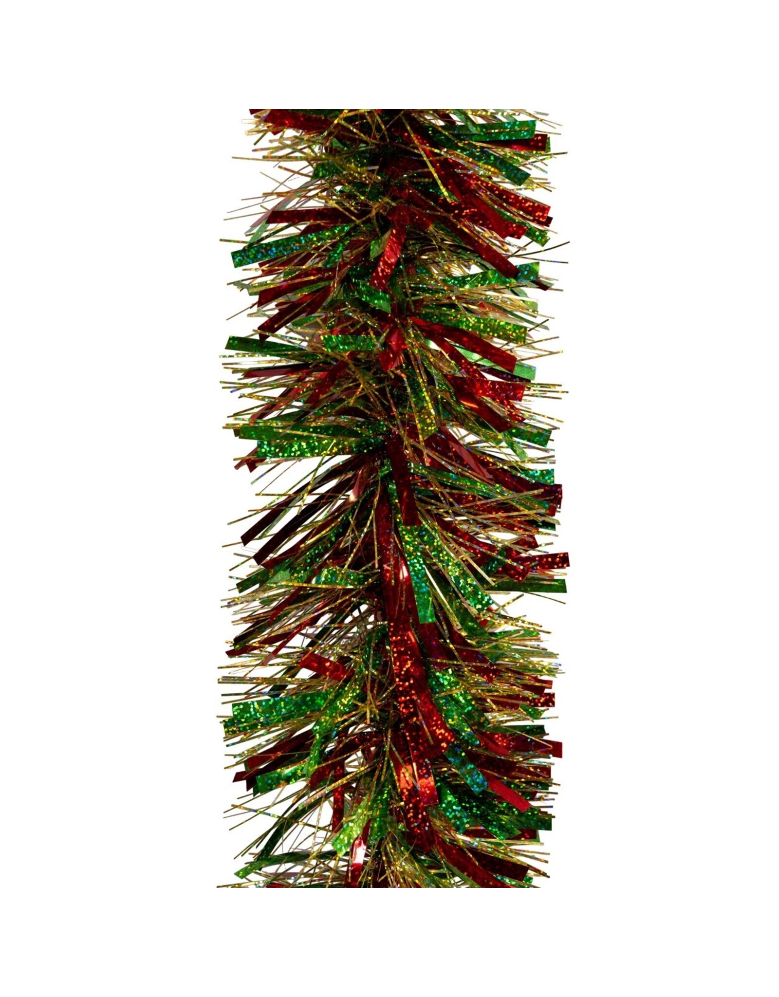 Kurt Adler Red Green And Gold Laser Mixed Tinsel Garland 6FT