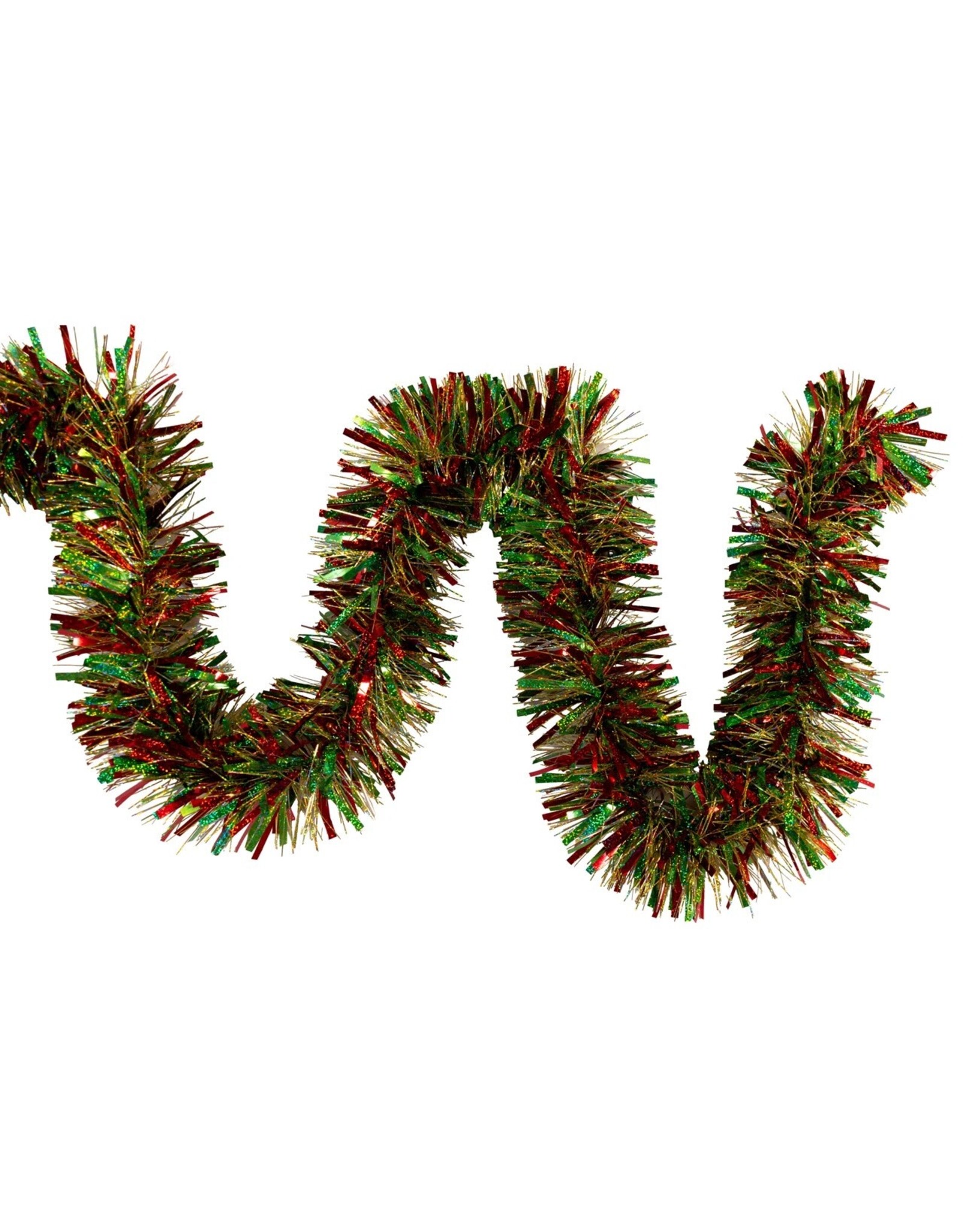 Kurt Adler Red Green And Gold Laser Mixed Tinsel Garland 6FT