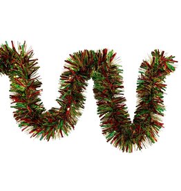 Kurt Adler Red Green And Gold Laser Mixed Tinsel Garland 6FT