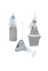 Kurt Adler Bedazzled Martini Ornaments Martin Glass Shaker n Bottle