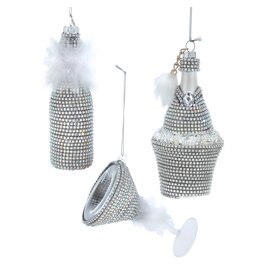 Kurt Adler Bedazzled Martini Ornaments Martin Glass Shaker n Bottle
