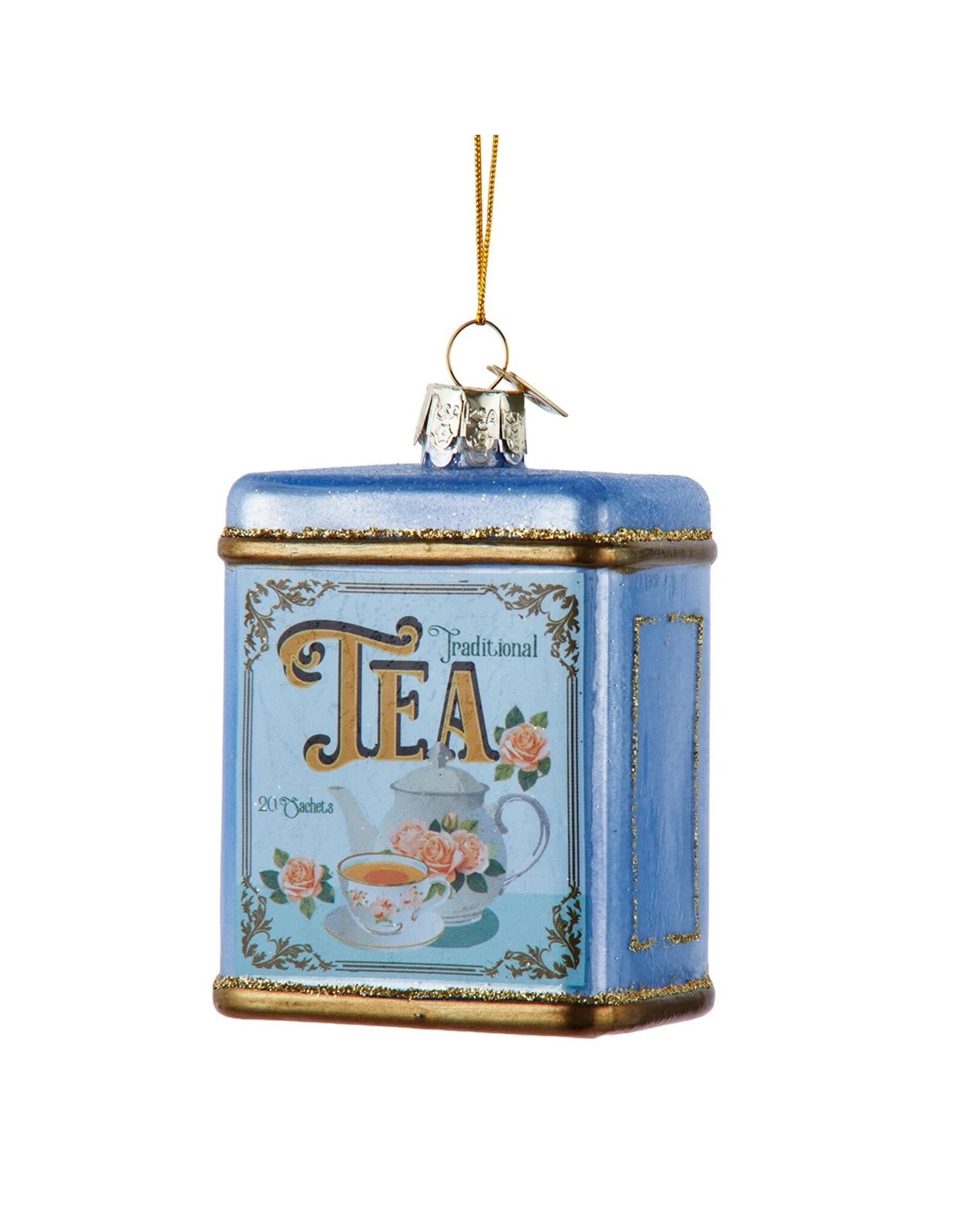 Kurt Adler Noble Gems Glass Tea Tin Container Ornament