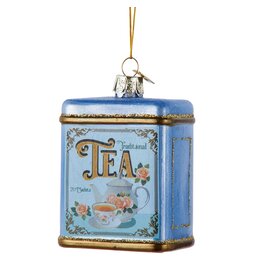 Kurt Adler Noble Gems Glass Tea Tin Container Ornament