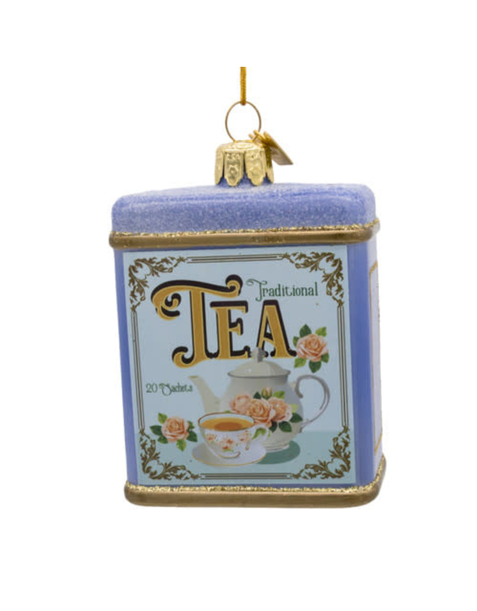 Kurt Adler Noble Gems Glass Tea Tin Container Ornament