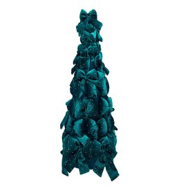 Kurt Adler Bow Tree w Diamond Gemstones 19 Inch Dark Green