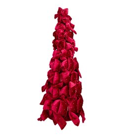 Kurt Adler Bow Tree w Diamond Gemstones 19 Inch Burgundy
