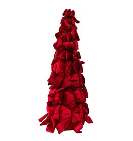 Kurt Adler Bow Tree w Diamond Gemstones 15 Inch Burgundy
