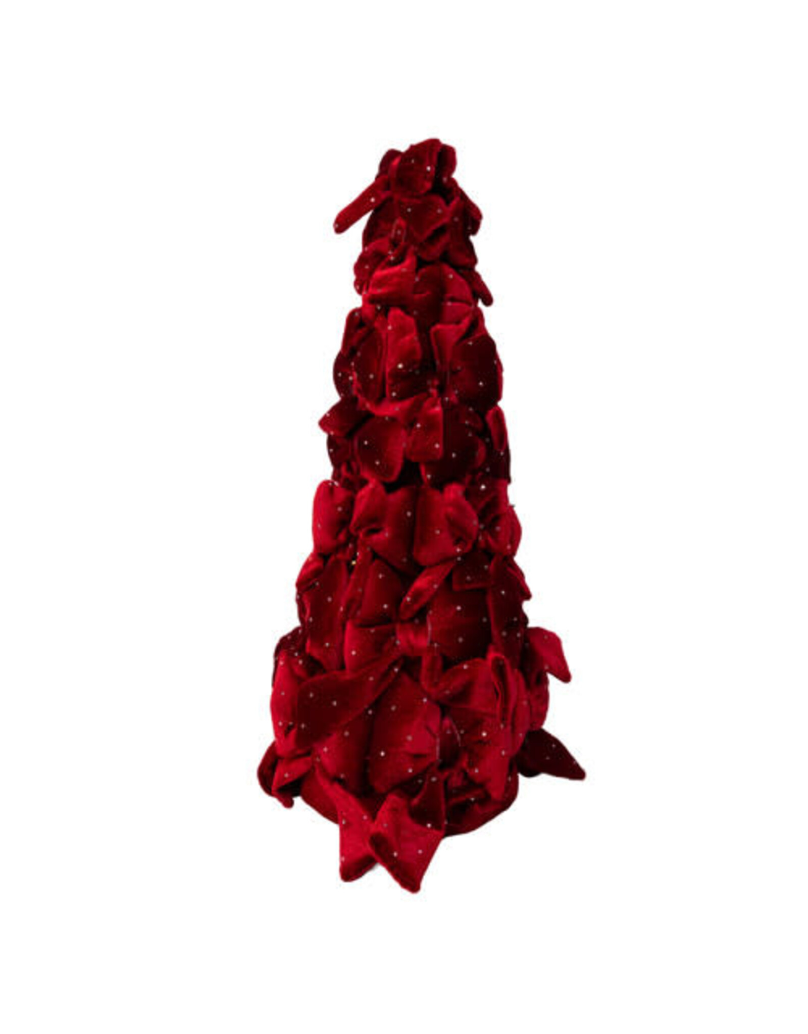 Kurt Adler Bow Tree w Diamond Gemstones 15 Inch Burgundy