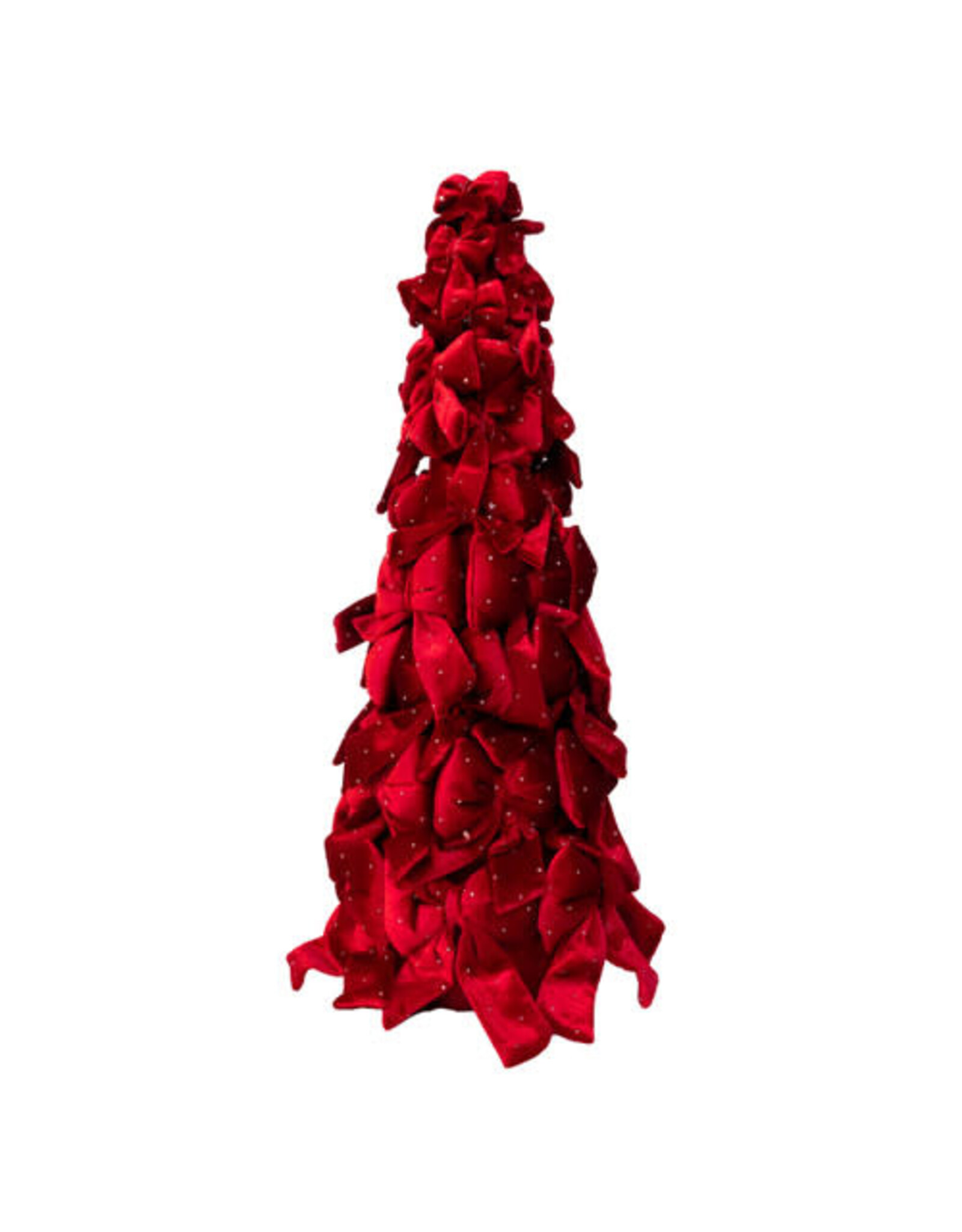 Kurt Adler Bow Tree w Diamond Gemstones 15 Inch Burgundy
