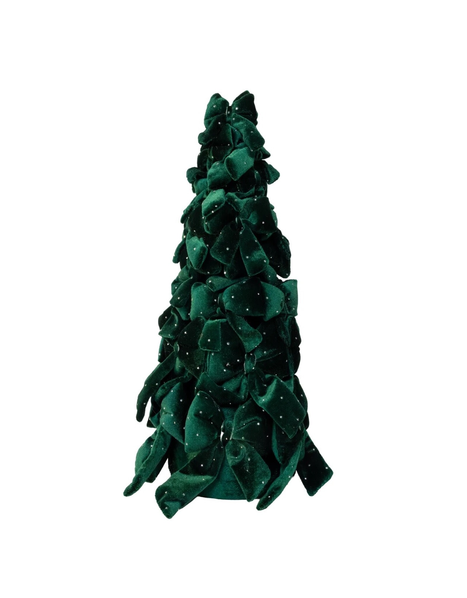 Kurt Adler Bow Tree w Diamond Gemstones 15 Inch Dark Green
