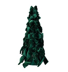 Kurt Adler Bow Tree w Diamond Gemstones 15 Inch Dark Green