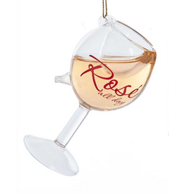 Kurt Adler Rose All Day Wine Glass Ornament  4.6 inch