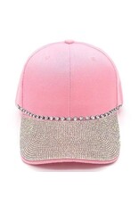 Women's Hats Rhinestones Visor Pink Baseball Cap W Chain