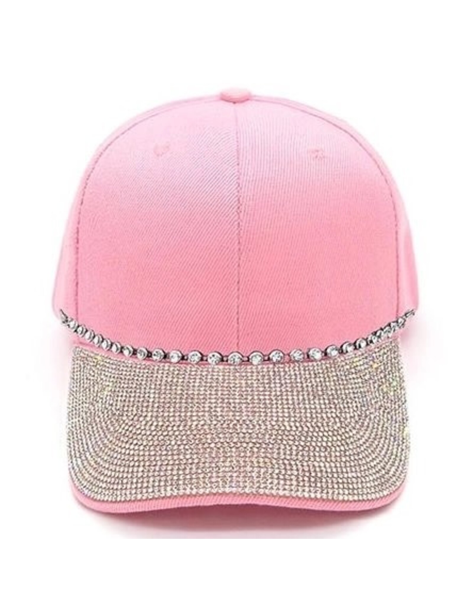 Women's Hats Rhinestones Visor Pink Baseball Cap W Chain