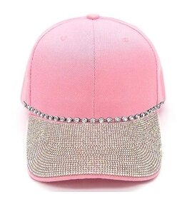 Women's Hats Rhinestones Visor Pink Baseball Cap W Chain