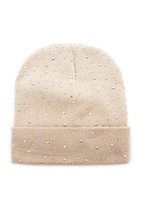 Women's Hats Bling Rhinestone Beanie Hat in Beige