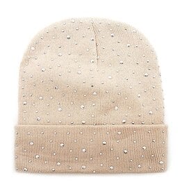 Women's Hats Bling Rhinestone Beanie Hat in Beige