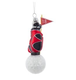 Kurt Adler Noble Gems Glass Golf Bag On Golf Ball Ornament