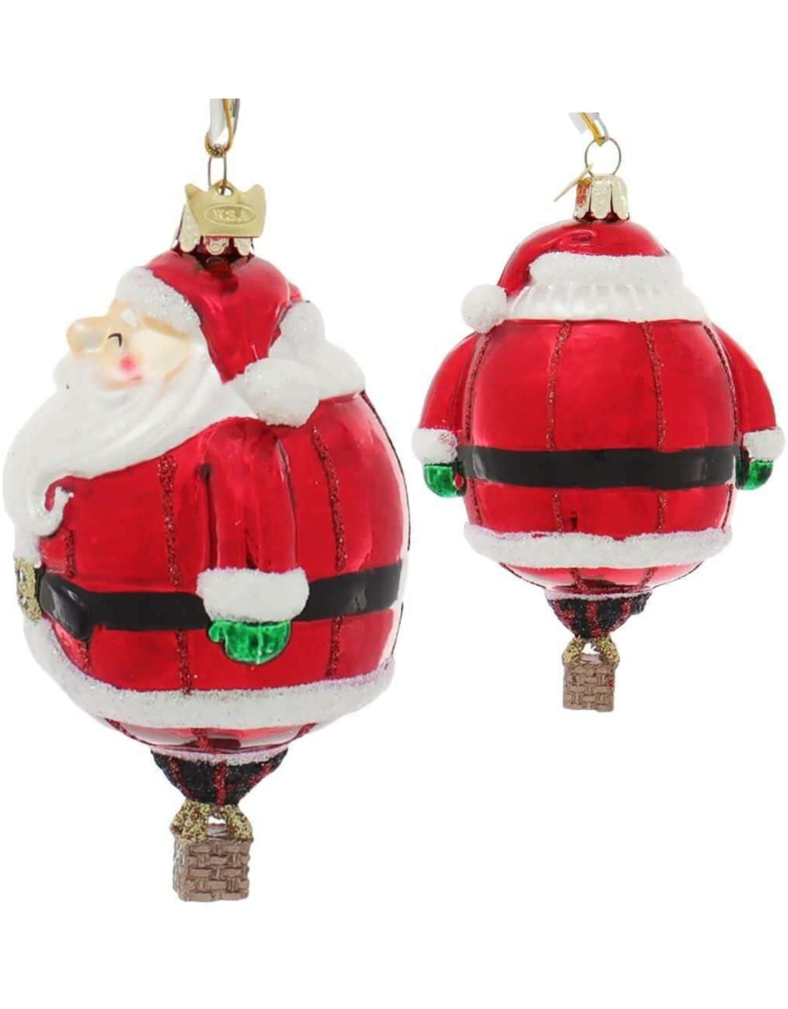 Kurt Adler Nobel Gems Hot Air Balloon Glass Ornaments Set of 3 Assorted
