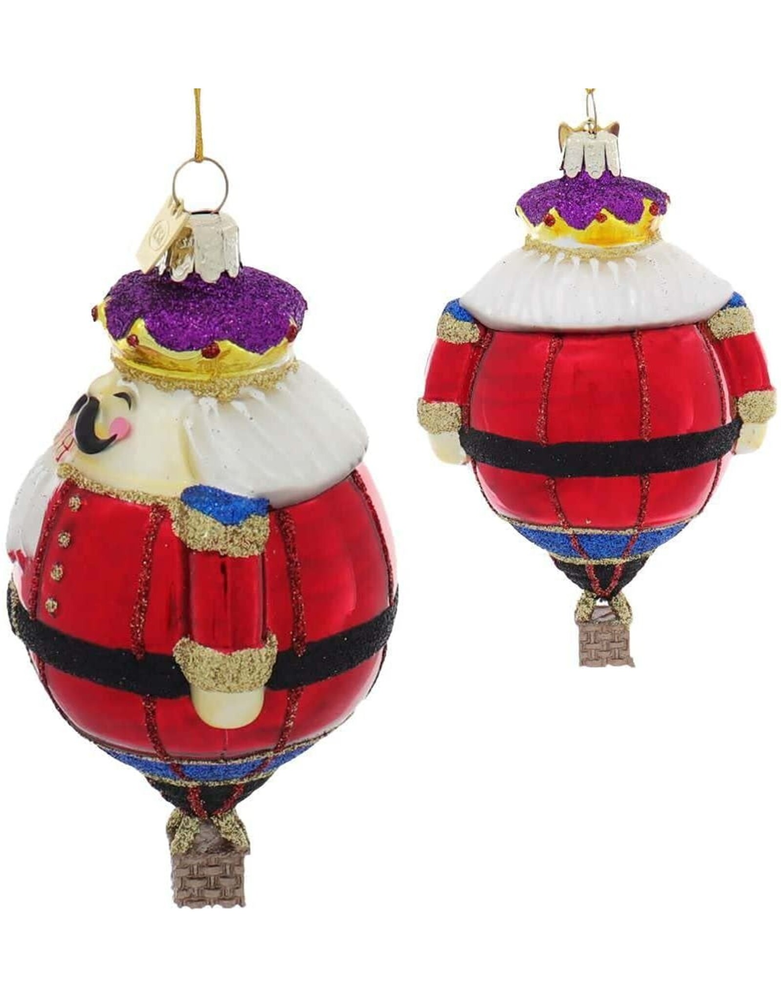 Kurt Adler Nobel Gems Hot Air Balloon Glass Ornaments Set of 3 Assorted