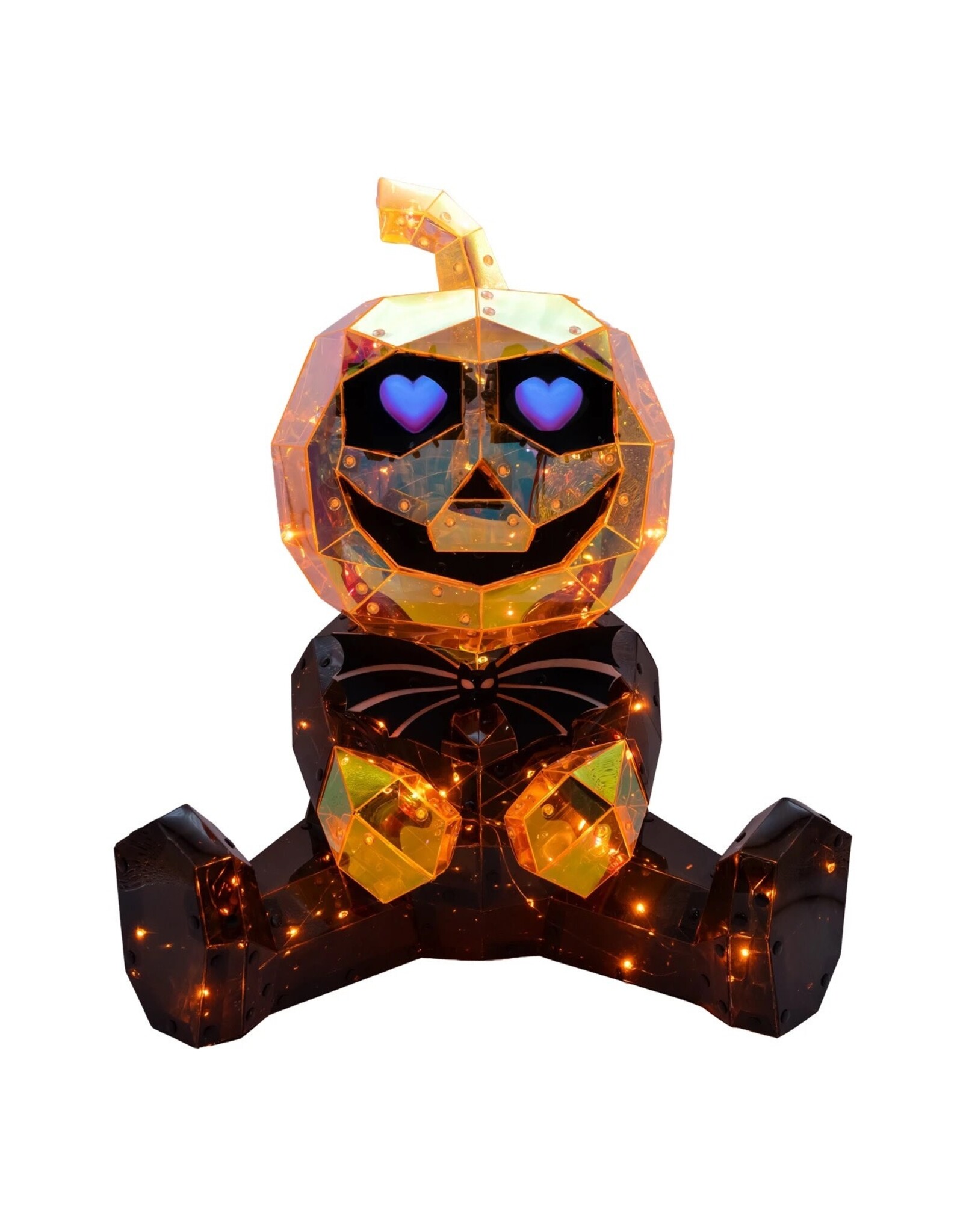 Kurt Adler Halloween Prismatic Decor LED 18H Pumpkin Man W LCD Eyes