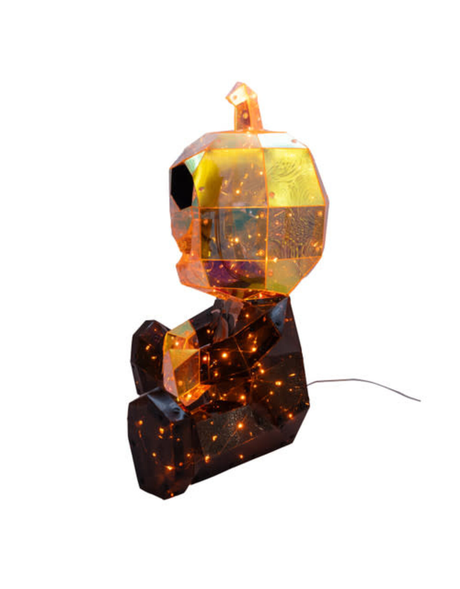 Kurt Adler Halloween Prismatic Decor LED 18H Pumpkin Man W LCD Eyes