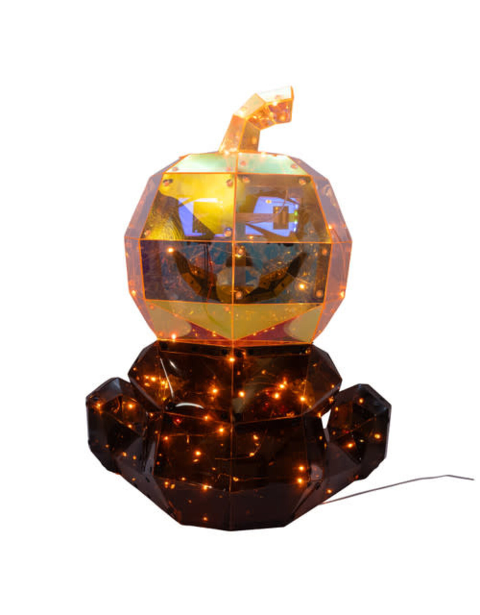 Kurt Adler Halloween Prismatic Decor LED 18H Pumpkin Man W LCD Eyes