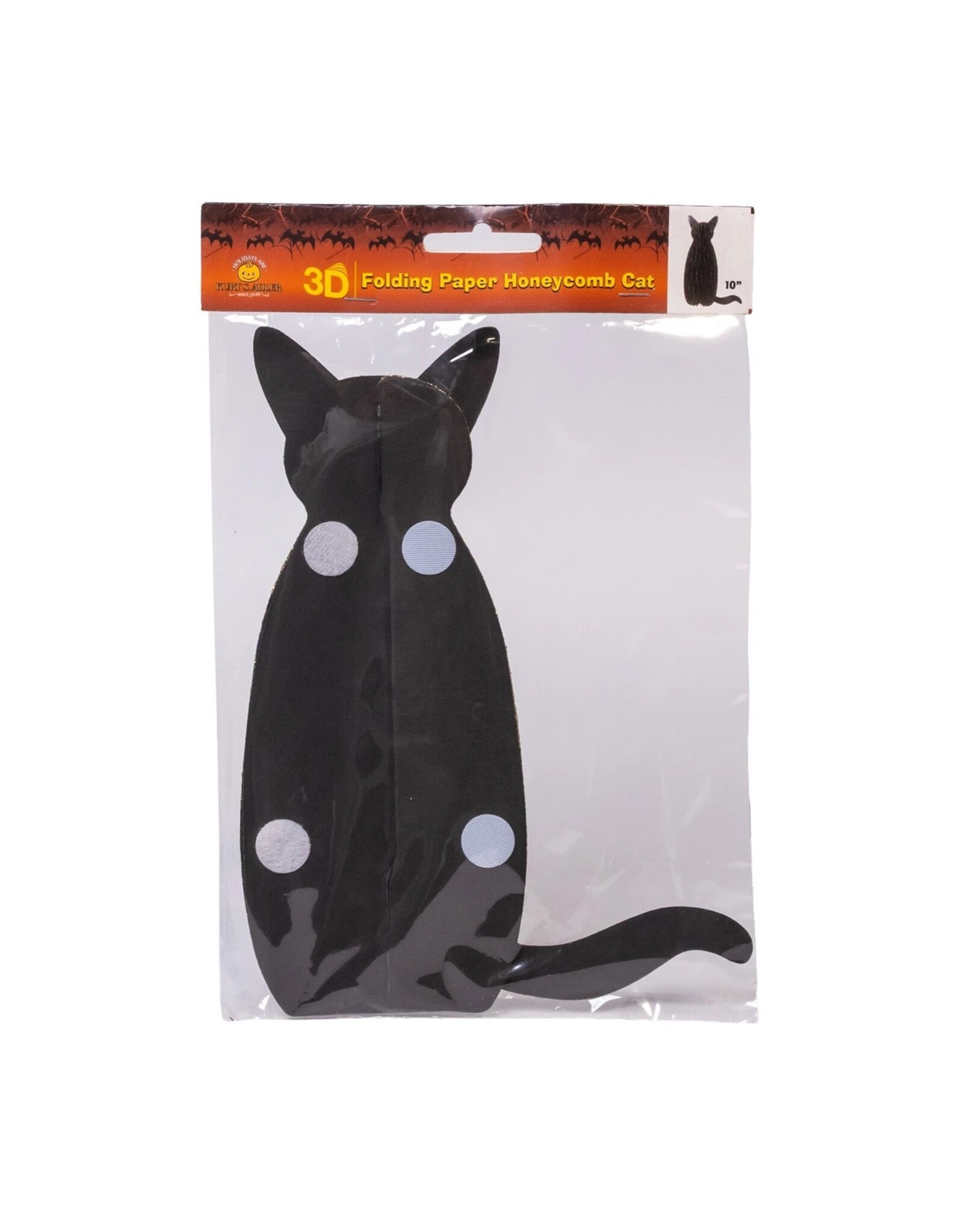 Kurt Adler Halloween Black Cat Paper Honeycomb 10 Inch Table Piece