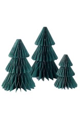 Kurt Adler Paper Honeycomb Christmas Trees 7-13 Set of 3 GRN W GLD