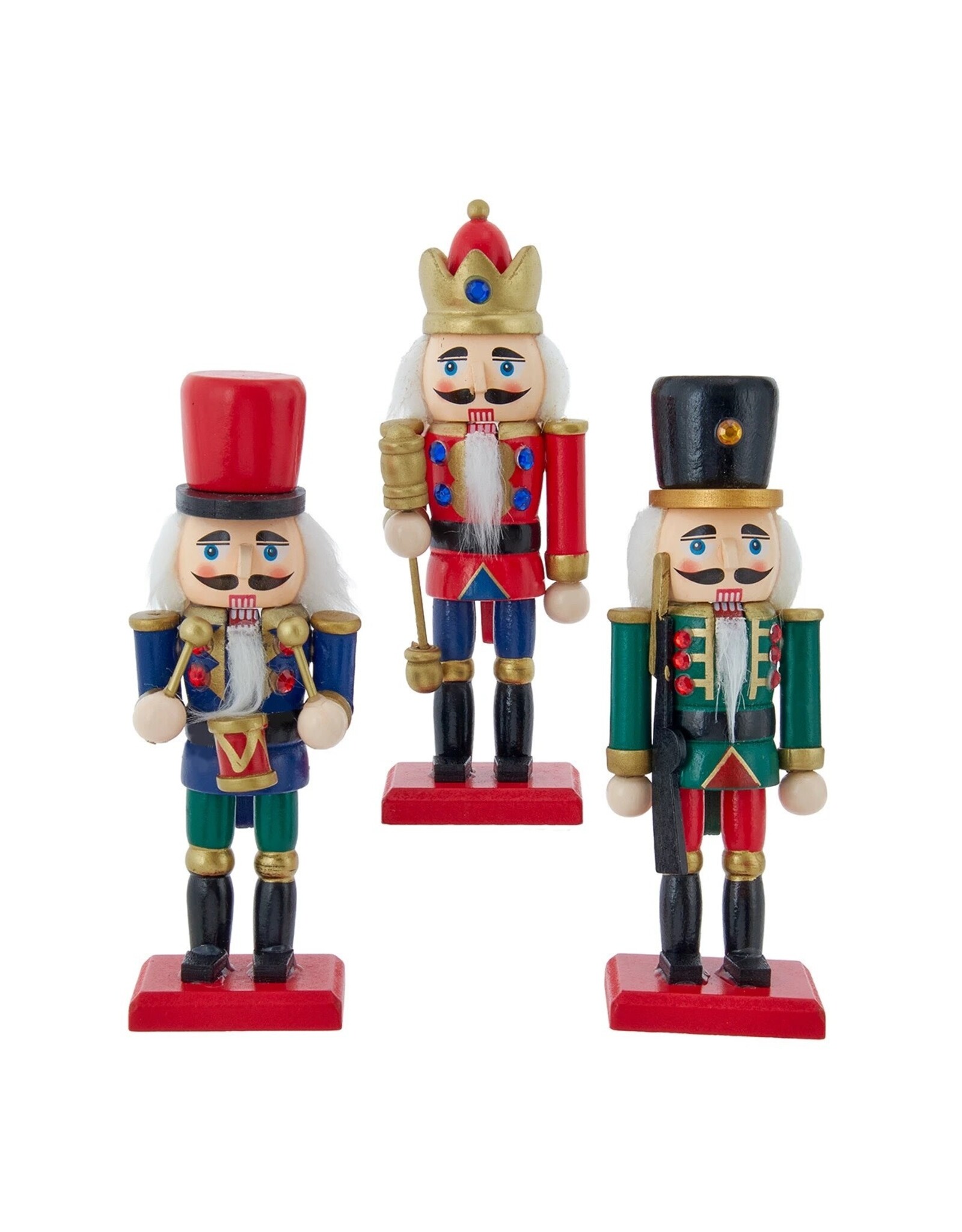 Kurt Adler Red Green and Blue Nutcrackers Set 5.9 Inch 3 Assorted