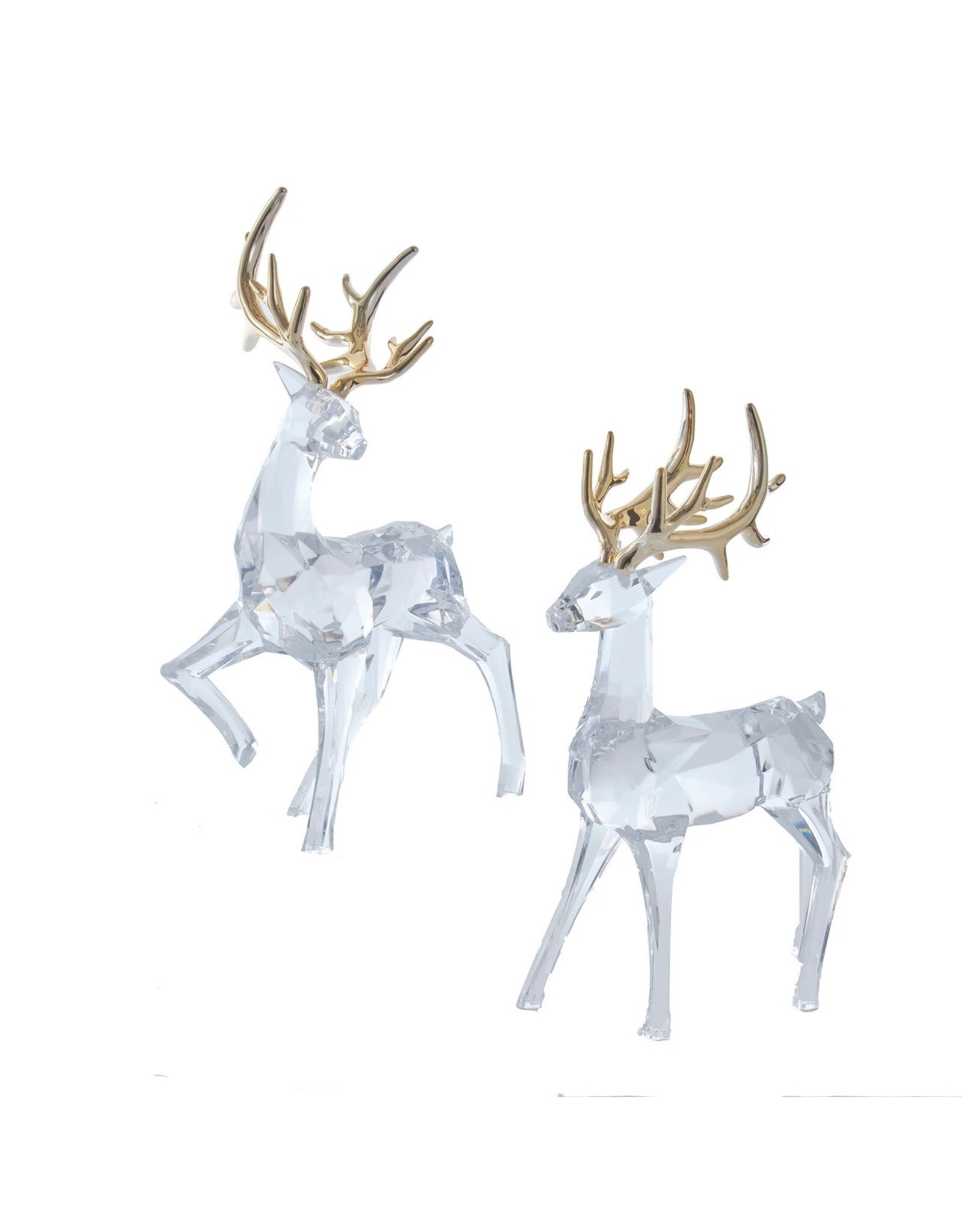 Kurt Adler Crystal Deer w Gold Antlers 12” Acrylic Figures 2 Assorted