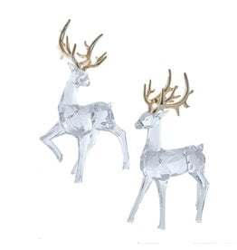 Kurt Adler Crystal Deer w Gold Antlers 12” Acrylic Figures 2 Assorted