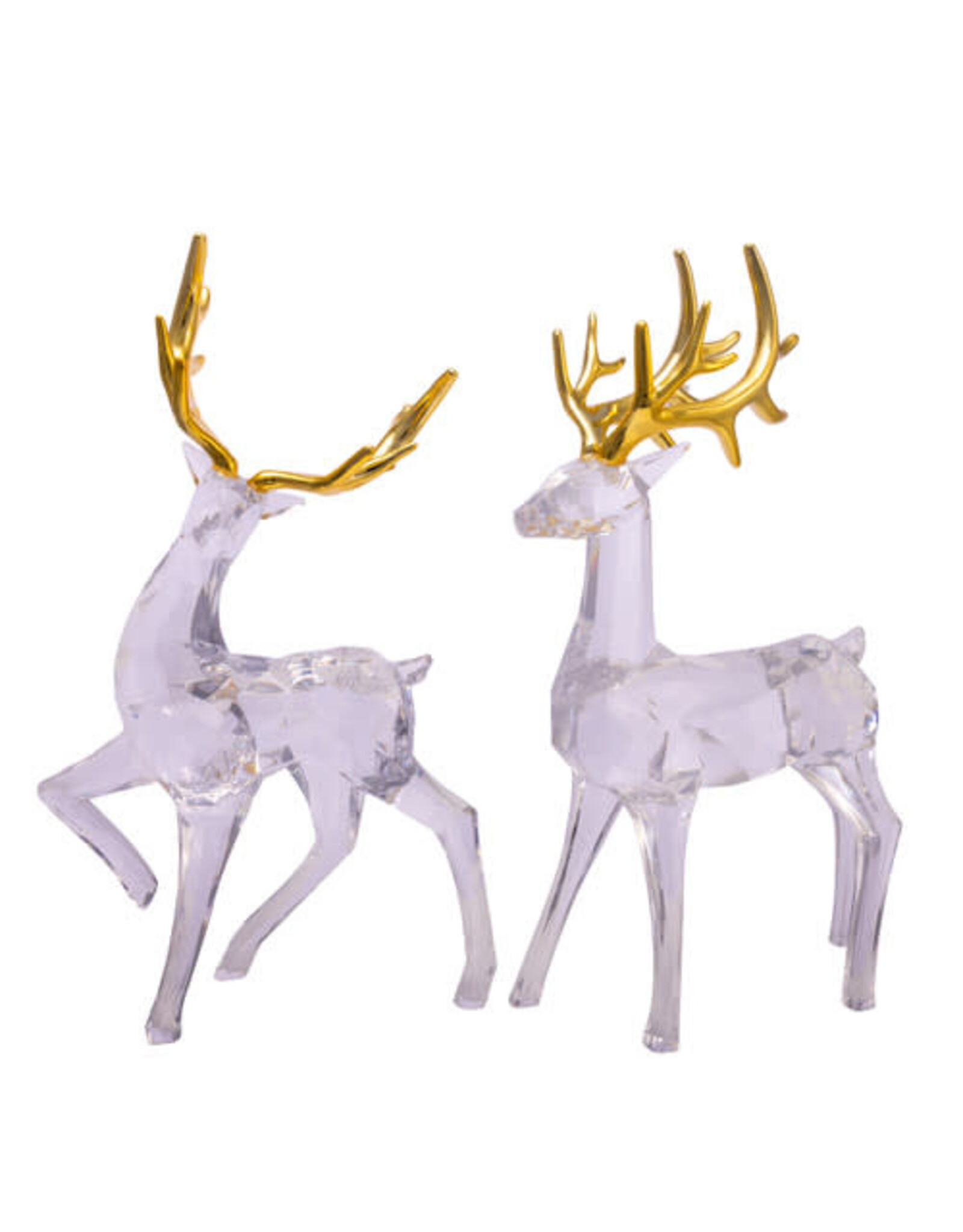 Kurt Adler Crystal Deer w Gold Antlers 12” Acrylic Figures 2 Assorted