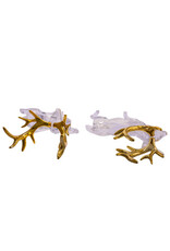 Kurt Adler Crystal Deer w Gold Antlers 12” Acrylic Figures 2 Assorted