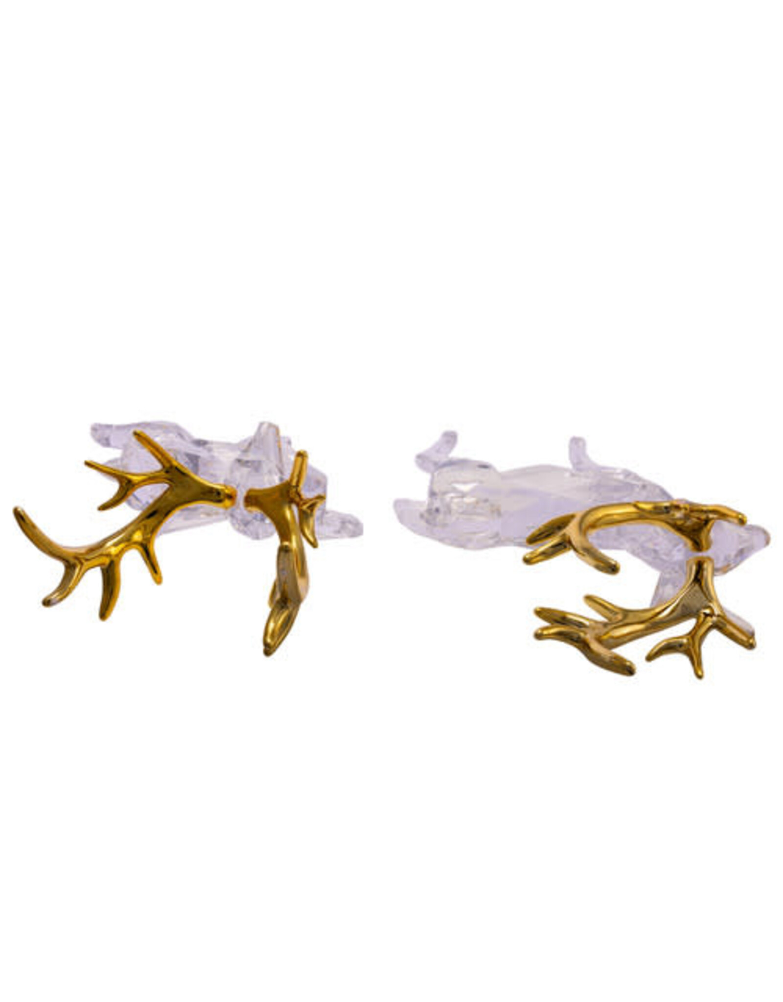Kurt Adler Crystal Deer w Gold Antlers 12” Acrylic Figures 2 Assorted