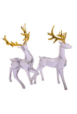 Kurt Adler Crystal Deer w Gold Antlers 12” Acrylic Figures 2 Assorted