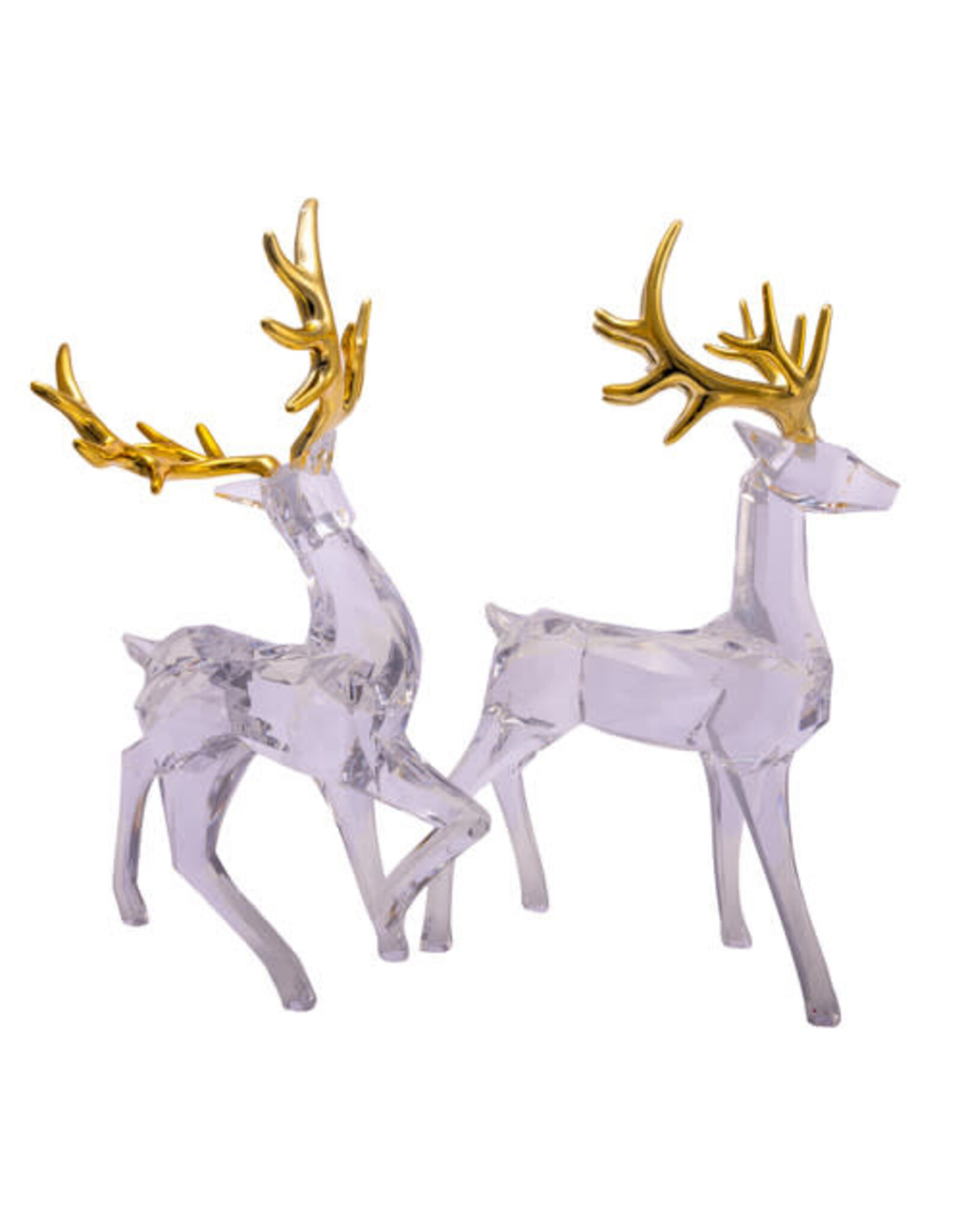 Kurt Adler Crystal Deer w Gold Antlers 12” Acrylic Figures 2 Assorted