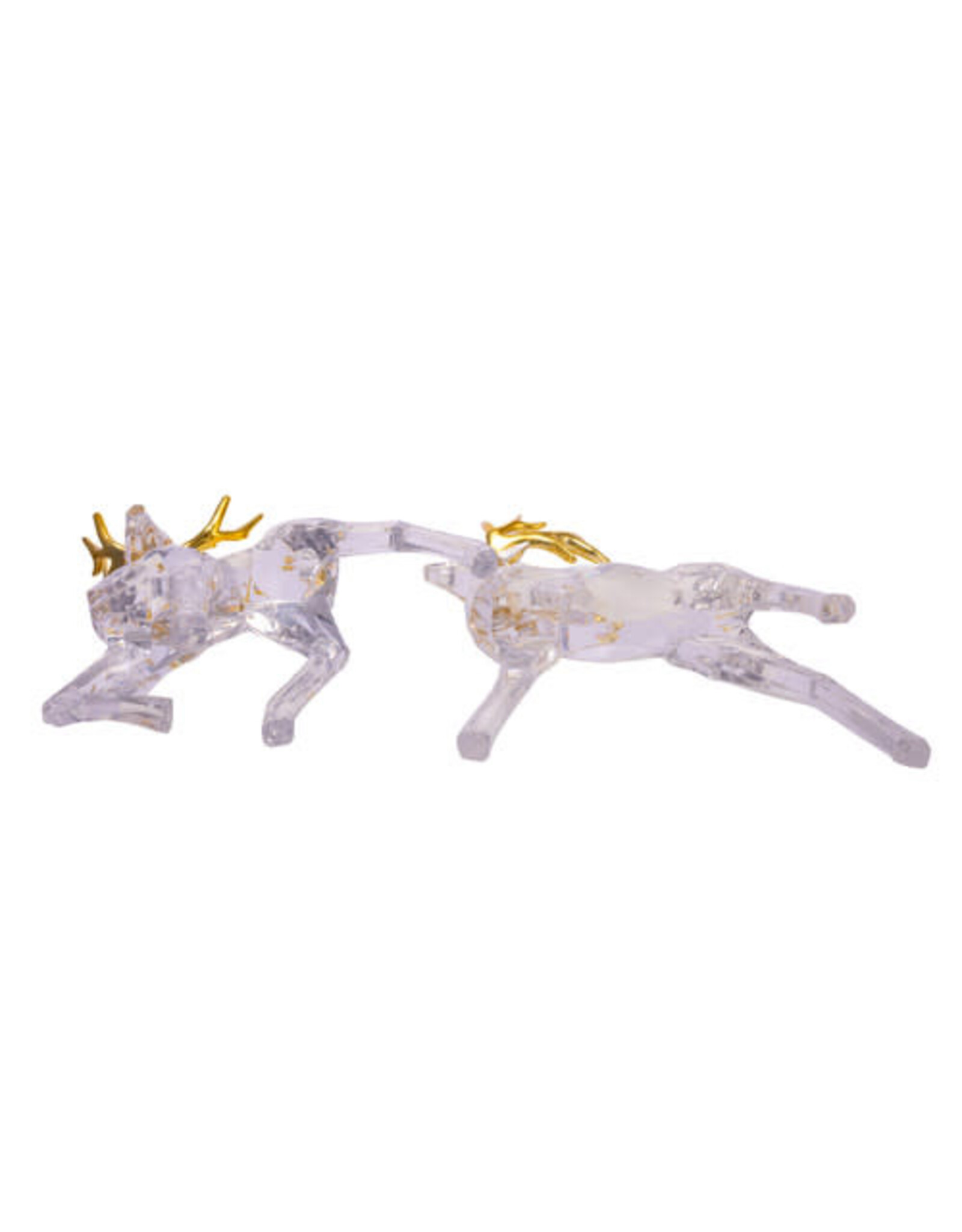 Kurt Adler Crystal Deer w Gold Antlers 12” Acrylic Figures 2 Assorted