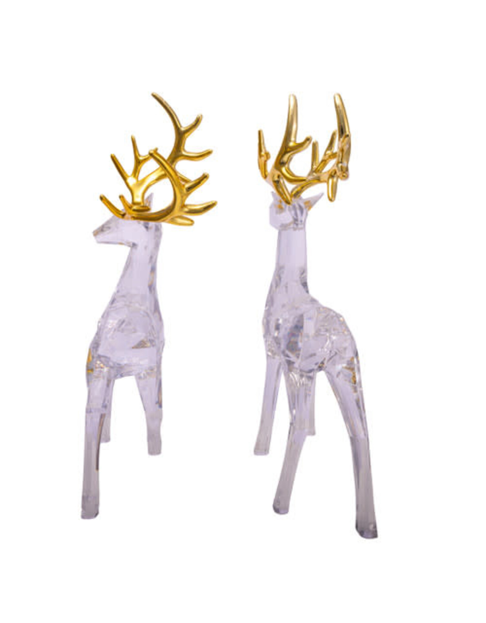 Kurt Adler Crystal Deer w Gold Antlers 12” Acrylic Figures 2 Assorted