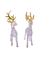 Kurt Adler Crystal Deer w Gold Antlers 12” Acrylic Figures 2 Assorted