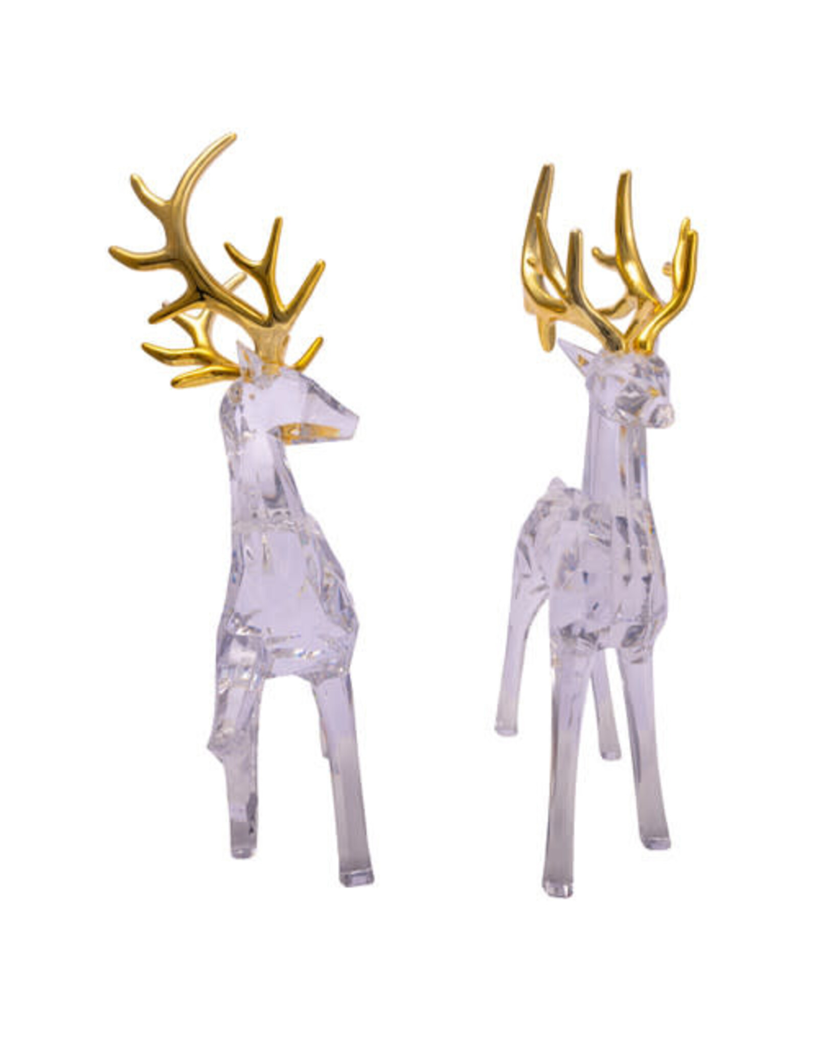 Kurt Adler Crystal Deer w Gold Antlers 12” Acrylic Figures 2 Assorted