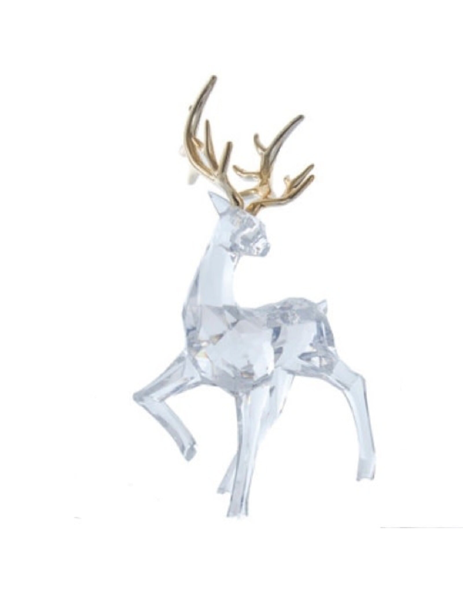 Kurt Adler Crystal Deer w Gold Antlers 12” Acrylic Figure Leg Up