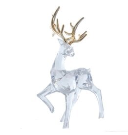 Kurt Adler Crystal Deer w Gold Antlers 12” Acrylic Figure Leg Up