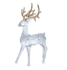 Kurt Adler Crystal Deer w Gold Antlers 12” Acrylic Figure Leg Down
